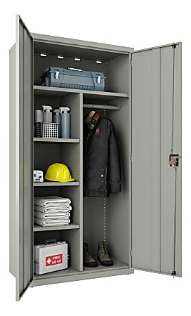 lorell fortress series steel wardrobe cabinet light gray|lorell fortress series desk.